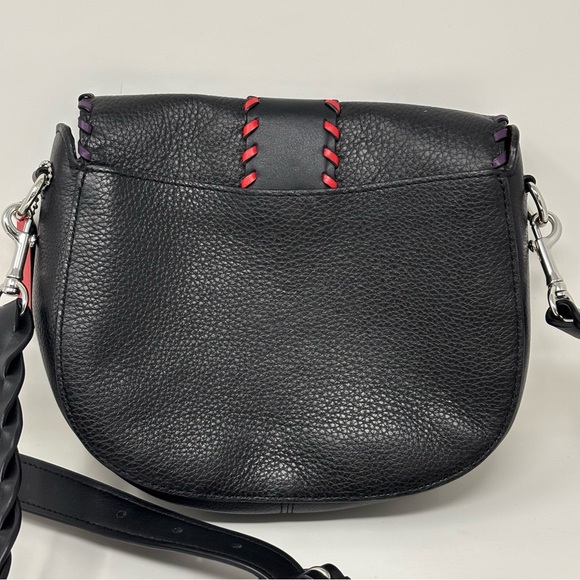 Coach Whipstitch Black Leather Georgie Saddle Bag Crossbody - Picture 5 of 16